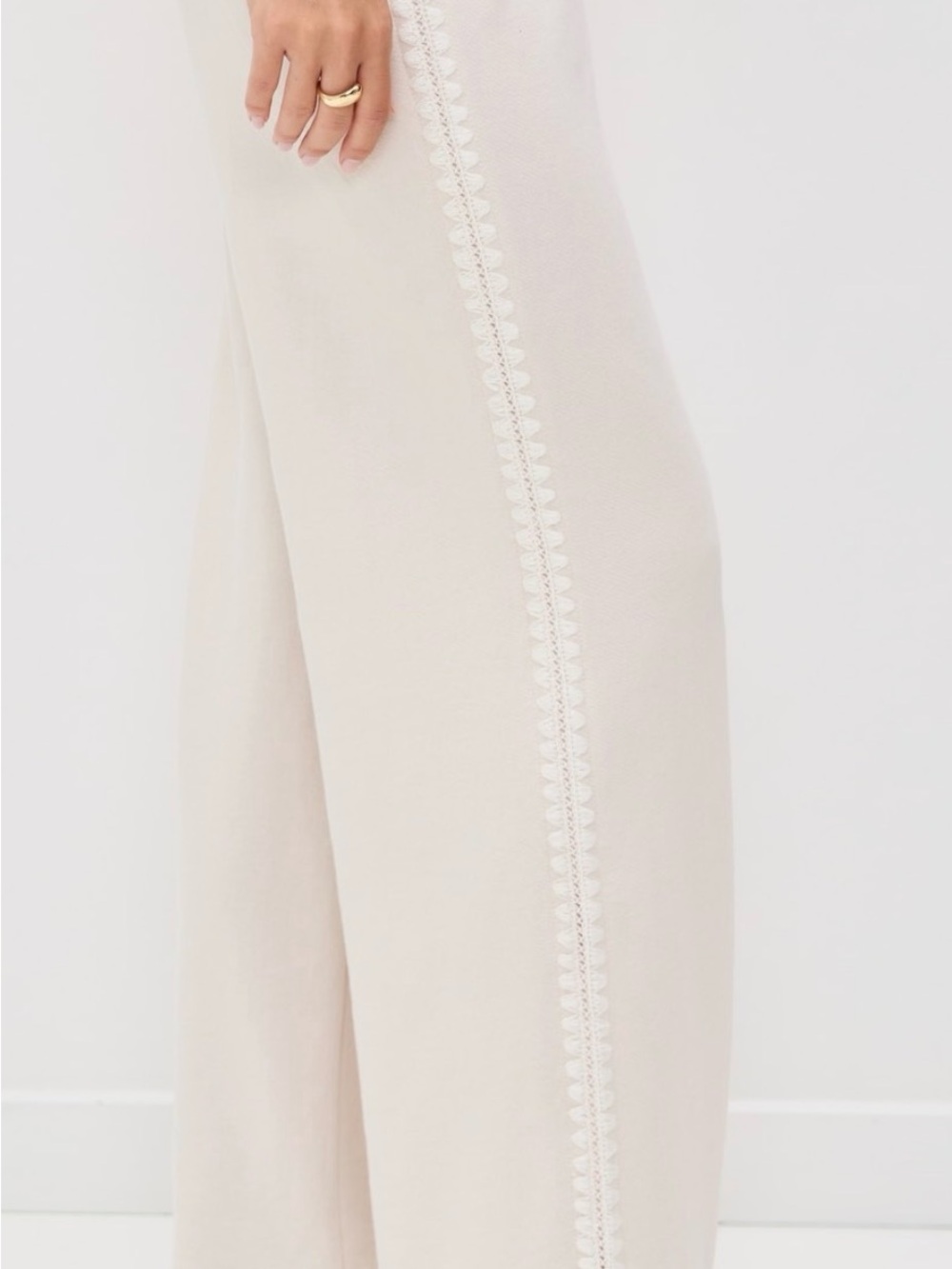 Z Supply NWT Take All French Terry Sweatpants Wide leg Crochet Trim M